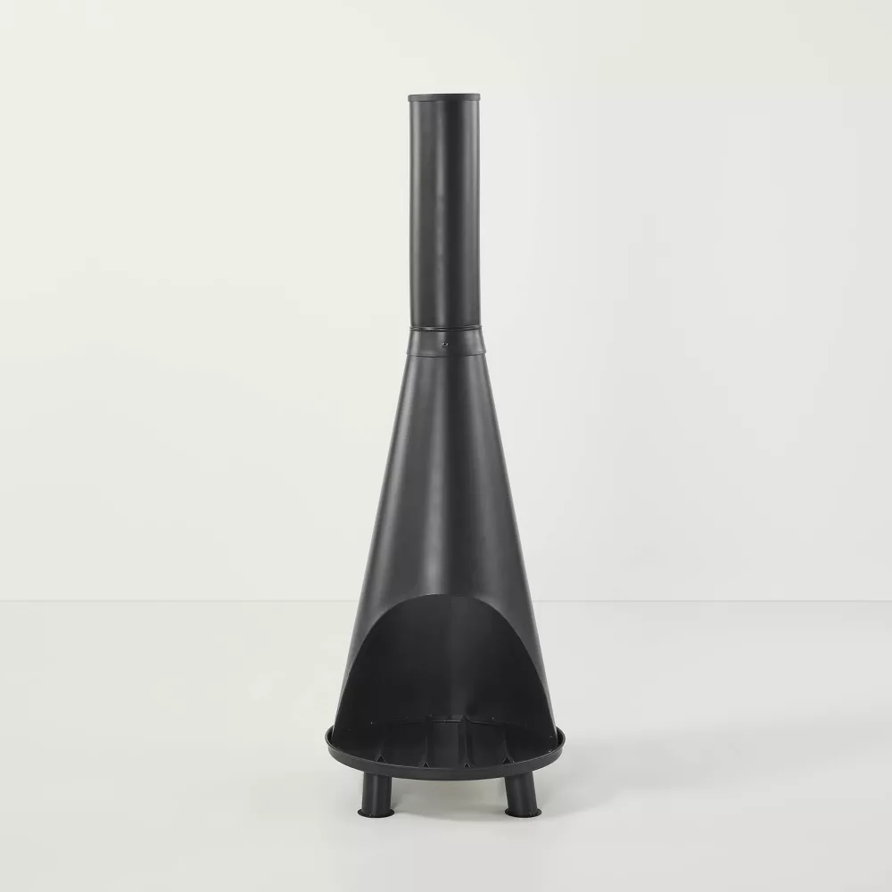 Hearth & Hand with Magnolia Wood Burning Outdoor Metal Fire Pit Chimenea Black