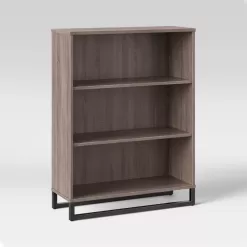Room Essentials Mixed Material 3 Shelf Bookcase - Gray
