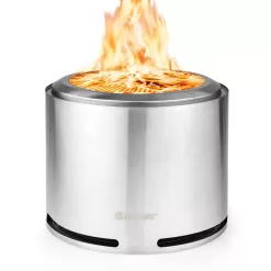 Costway 18.5'' Smokeless Fire Pit 304 Stainless Steel Stove Bonfire with Waterproof Cover