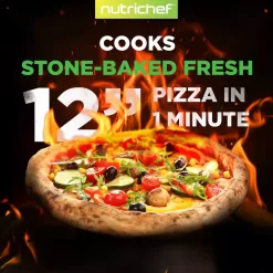NutriChef Portable Outdoor Pizza Oven - Gas Fired, Fire & Stone Outdoor Pizza Oven