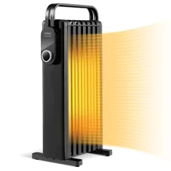 Costway 1500W Electric Space Heater Oil Filled Radiator Heater W/ Foldable Rack White - Black