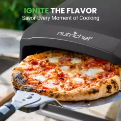NutriChef Portable Outdoor Pizza Oven - Gas Fired, Fire & Stone Outdoor Pizza Oven