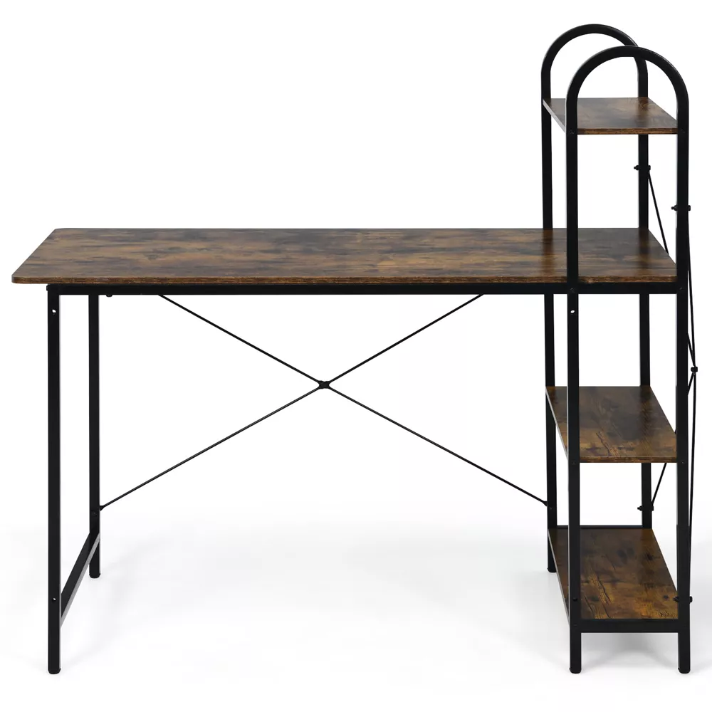 Costway 48'' Reversible Computer Desk Writing Table Workstation w/ Storage Shelf BlackBrown - rustic brown