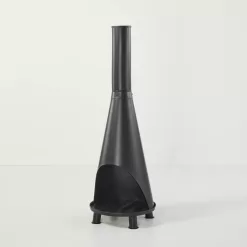 Hearth & Hand with Magnolia Wood Burning Outdoor Metal Fire Pit Chimenea Black
