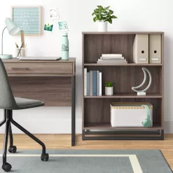 Room Essentials Mixed Material 3 Shelf Bookcase - Gray