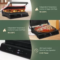 Costway 3-in-1 Electric Panini Press Grill with Non-Stick Coated Plates