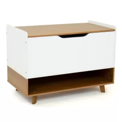 Humble Crew Morgan Mid-Century Kids' Toy Chest with Soft Close Lid and Storage Shelf Wood/White