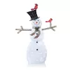 Alpine Corporation CHT892 74 in. Tall Mesh Snowman Decor with Red Birds and Cool White LED Lights
