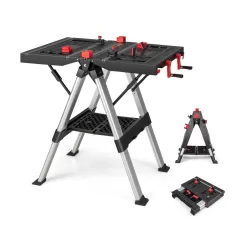 ANGELES HOME 8CK-35TL139 2.7 ft. x 2.7 ft. x 2 ft. Folding Workbench with Adjustable Height, 440 lbs. Load Capacity