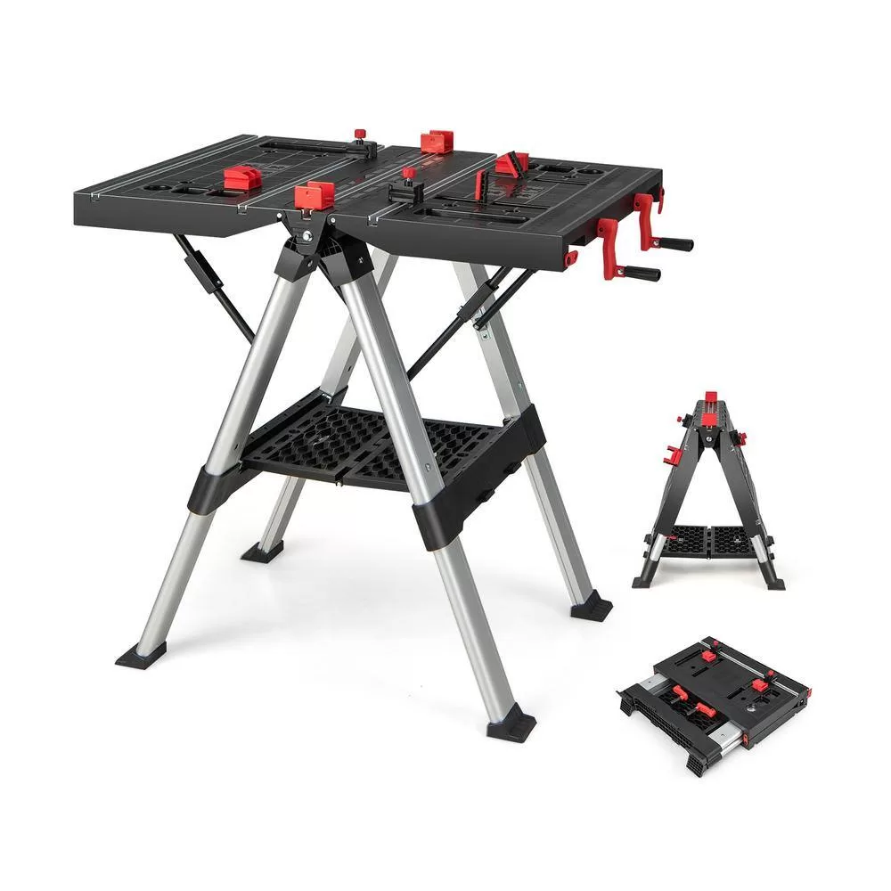 ANGELES HOME 8CK-35TL139 2.7 ft. x 2.7 ft. x 2 ft. Folding Workbench with Adjustable Height, 440 lbs. Load Capacity