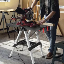 ANGELES HOME 8CK-35TL139 2.7 ft. x 2.7 ft. x 2 ft. Folding Workbench with Adjustable Height, 440 lbs. Load Capacity