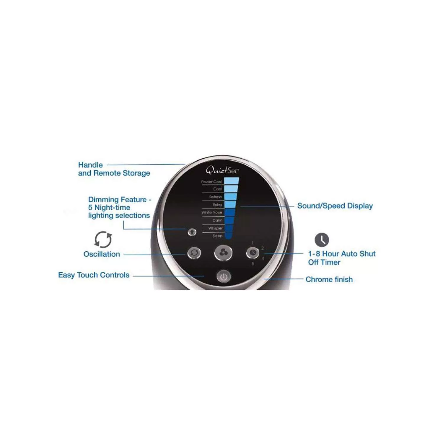 Honeywell QuietSet 40 in. H 8 speed Oscillating Tower Fan