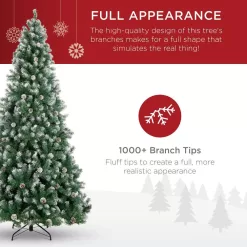 Best Choice Products SKY5885 7.5 ft. Unlit Flocked Pre-Decorated Pine Artificial Christmas Tree
