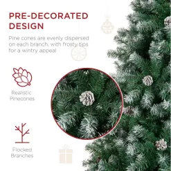 Best Choice Products SKY5885 7.5 ft. Unlit Flocked Pre-Decorated Pine Artificial Christmas Tree