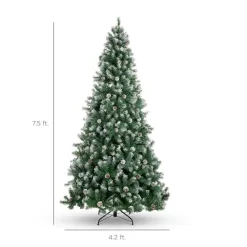 Best Choice Products SKY5885 7.5 ft. Unlit Flocked Pre-Decorated Pine Artificial Christmas Tree