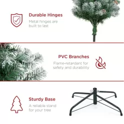 Best Choice Products SKY5885 7.5 ft. Unlit Flocked Pre-Decorated Pine Artificial Christmas Tree