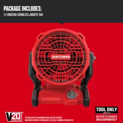 Craftsman V20 14 in. H 3 speed Cordless Jobsite Fan
