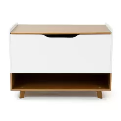 Humble Crew Morgan Mid-Century Kids' Toy Chest with Soft Close Lid and Storage Shelf Wood/White