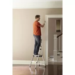 Cosco 39.37 in. H X 18.5 in. W X 23.62 in. D 225 lb. capacity 2 step Aluminum Folding Step Stool