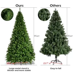 Costway CM21222 9 ft. Unlit PVC Slim Pencil Artificial Christmas Tree with Solid Metal Legs in Green