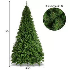 Costway CM21222 9 ft. Unlit PVC Slim Pencil Artificial Christmas Tree with Solid Metal Legs in Green