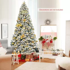 Costway CM22069 9 ft. Unlit Premium Snow Flocked Hinged Artificial Christmas Tree with Metal Stand