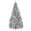 Costway CM22069 9 ft. Unlit Premium Snow Flocked Hinged Artificial Christmas Tree with Metal Stand