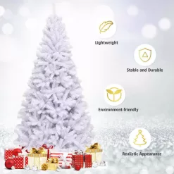 Costway CM22101 7.5 ft. Unlit Hinged Artificial Christmas Tree Premium Pine Tree 1346 Tips W/Metal Stand