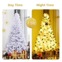 Costway CM22101 7.5 ft. Unlit Hinged Artificial Christmas Tree Premium Pine Tree 1346 Tips W/Metal Stand