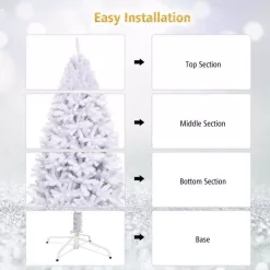 Costway CM22101 7.5 ft. Unlit Hinged Artificial Christmas Tree Premium Pine Tree 1346 Tips W/Metal Stand