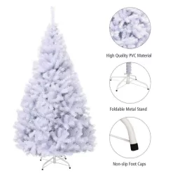 Costway CM22101 7.5 ft. Unlit Hinged Artificial Christmas Tree Premium Pine Tree 1346 Tips W/Metal Stand