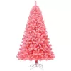 Costway CM23567 7.5 ft. Pink Snow Flocked Hinged Artificial Christmas Tree with Metal Stand
