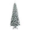 Costway CM23573 7.5ft Snow-Flocked Hinged Artificial Christmas Pencil Tree w/1189 Mixed Tips