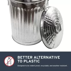 Behrens 20 gal Silver Galvanized Steel Garbage Can Lid Included Animal Proof/Animal Resistant