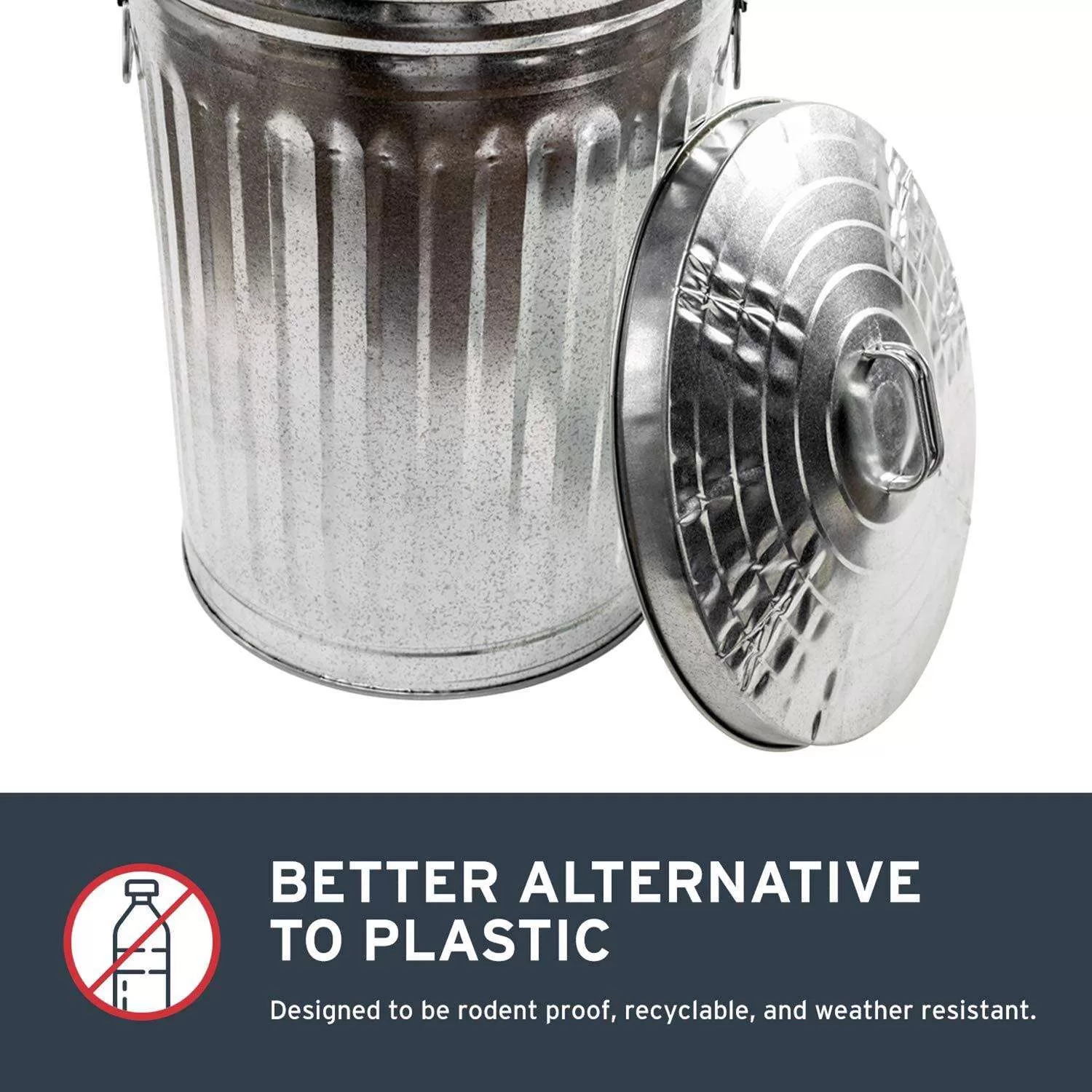 Behrens 20 gal Silver Galvanized Steel Garbage Can Lid Included Animal Proof/Animal Resistant