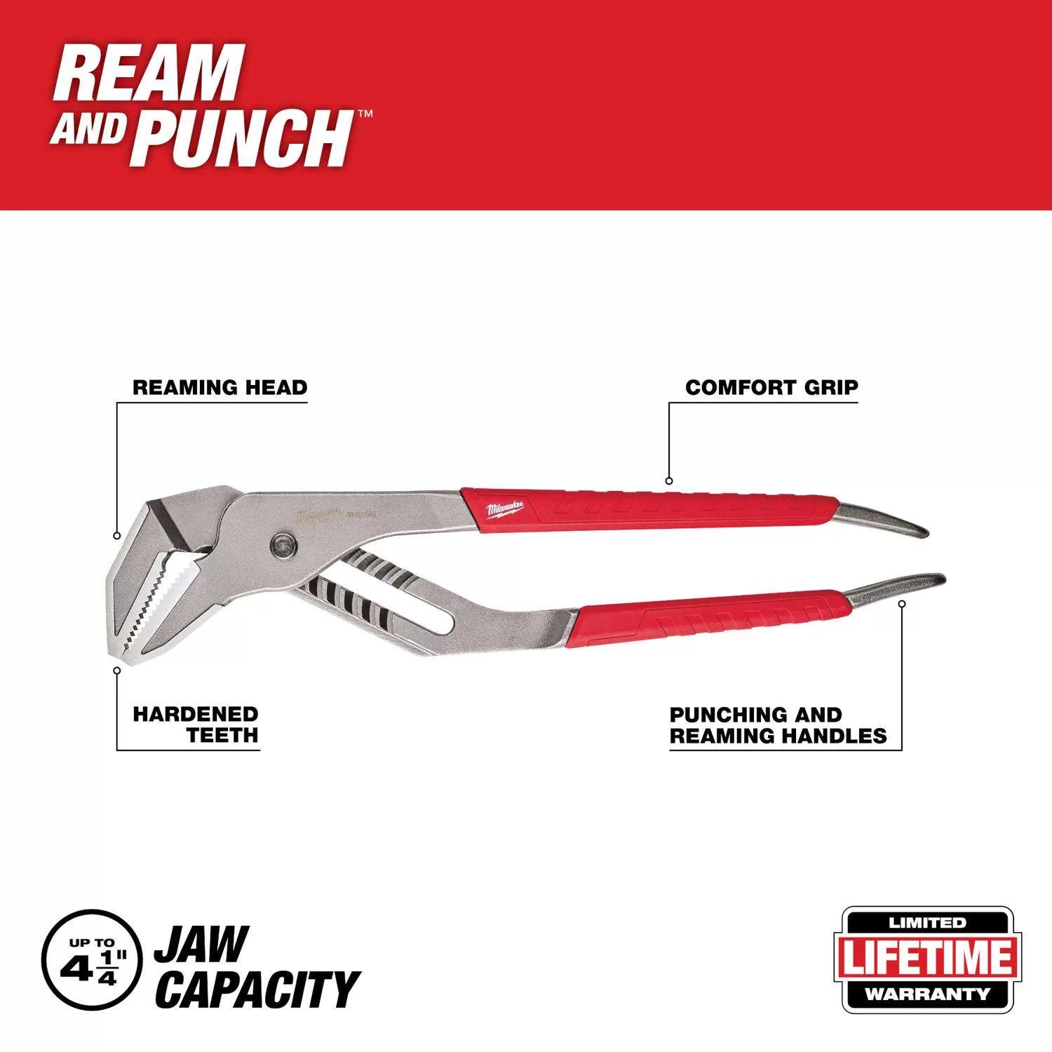 Milwaukee Ream and Punch 16 in. Forged Alloy Steel Straight - Jaw Pliers