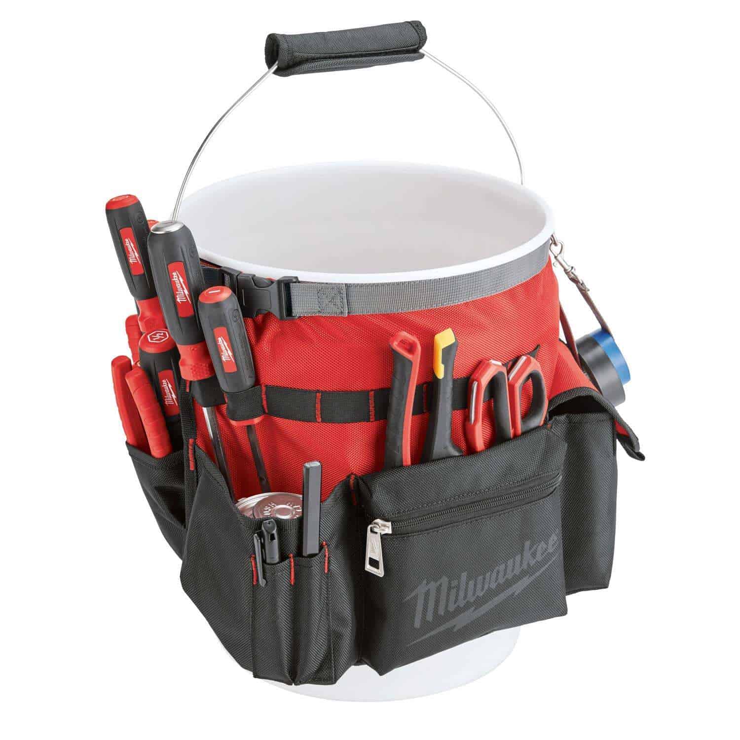 Milwaukee 2.17 in. W X 13.39 in. H Ballistic Nylon Bucket Organizer 32 pocket Black/Red 1 pc
