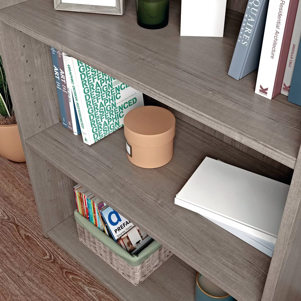 Sauder 35.27" 3 Shelves Beginnings Bookcase Silver Sycamore - Sauder