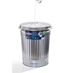 Behrens 31 gal Silver Galvanized Steel Trash Can Lid Included Animal Proof/Animal Resistant