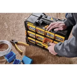 DeWalt 4.2 in. W X 13.5 in. H Flip Bin Storage Organizer Plastic 12 compartments Yellow