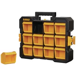 DeWalt 4.2 in. W X 13.5 in. H Flip Bin Storage Organizer Plastic 12 compartments Yellow