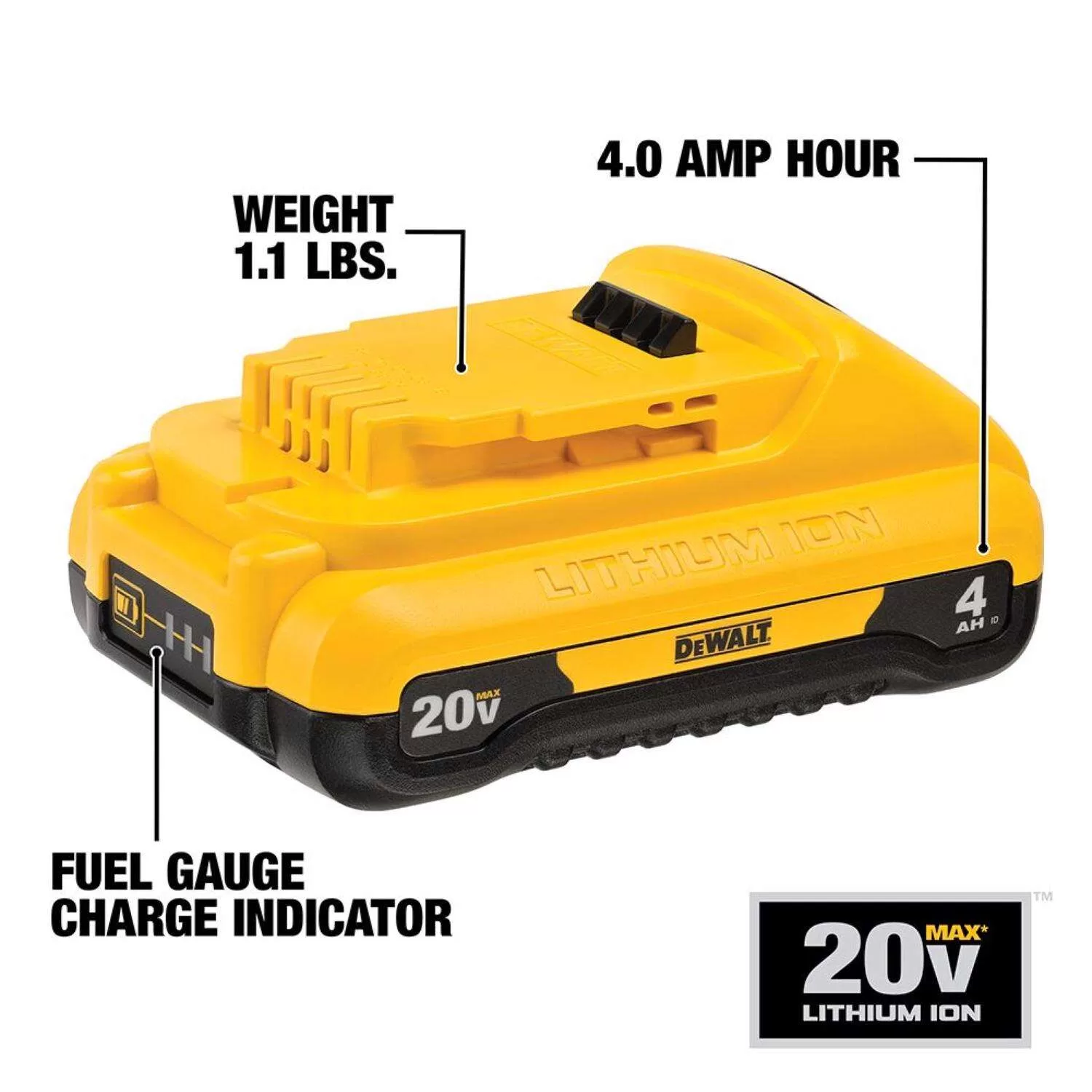 DeWalt 20V MAX DCB240 20 V 4 Ah Lithium-Ion Battery 1 pc