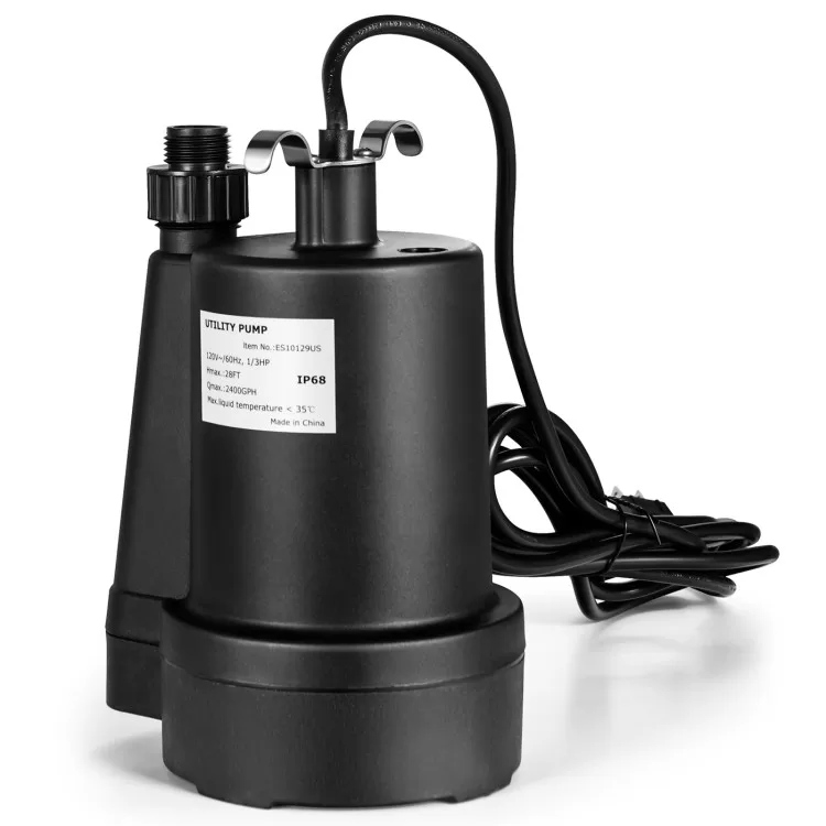 Costway 1/3HP 2400GPH Submersible Utility Pump Portable Electric Water Pump with 10 FT Cord