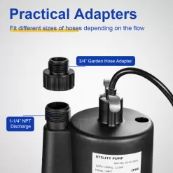 Costway 1/3HP 2400GPH Submersible Utility Pump Portable Electric Water Pump with 10 FT Cord