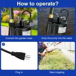 Costway 1/3HP 2400GPH Submersible Utility Pump Portable Electric Water Pump with 10 FT Cord