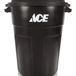 Ace 32 gal Black Plastic Garbage Can Lid Included