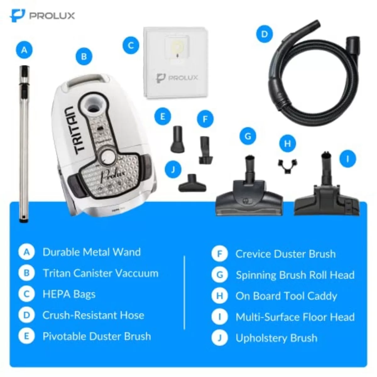 Prolux Tritan Canister Vacuum HEPA Sealed Hard Floor Vacuum