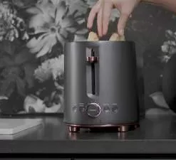 Café Express Finish 2 Slice Metal Toaster Matte Black
