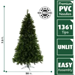 Fraser Hill Farm FFCM075-0GR 7.5-ft. Canyon Pine Green Artificial Artificial Christmas Tree, No Lights