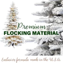 Fraser Hill Farm FFPV090-0SN 9 ft. Pine Valley Flocked Artificial Christmas Tree, w/ DIY Potential w/ No Lights, Metal Base